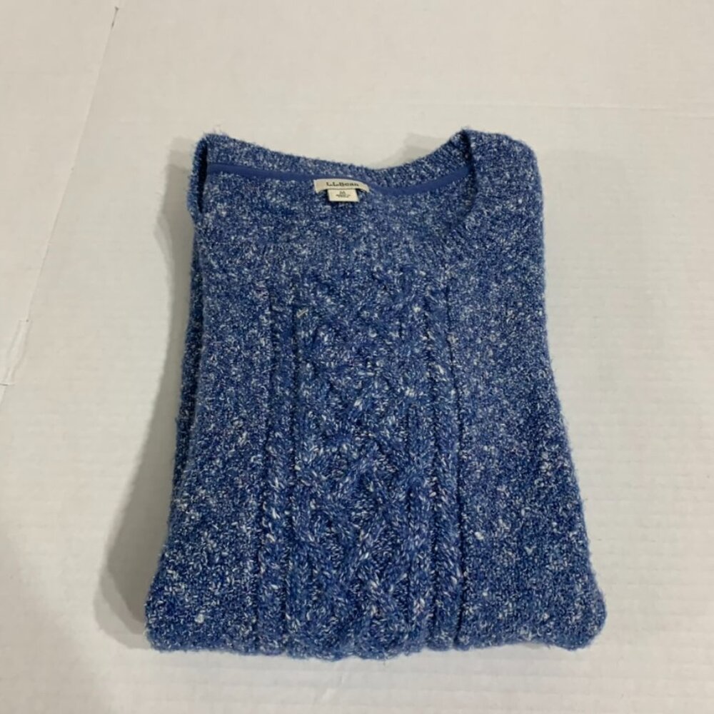 LL Bean Womens Medium Blue Cable Knit Sweater - Picture 9 of 9